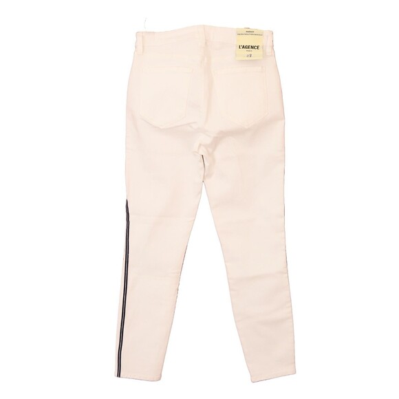 L'agence Margot Navy Stripes Skinny High Rise 28 White Jeans Pant Denim NWT B55 - Picture 2 of 6